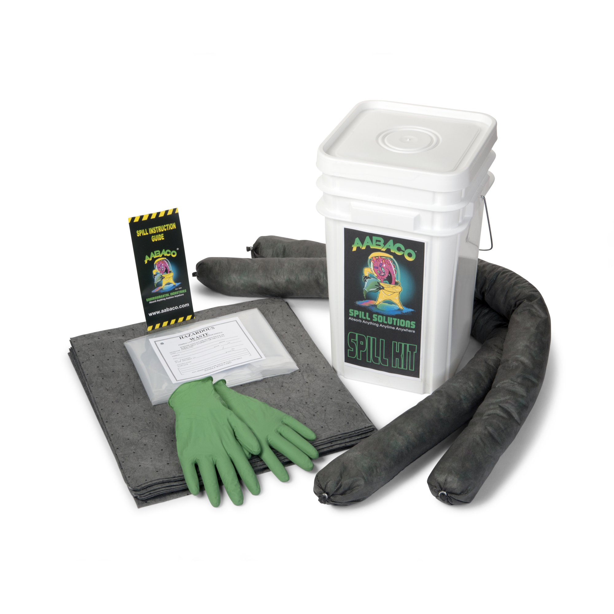 AABACO Chemical Only Spill Kit absorbs up to 5 gallons and comes packaged in a durable 5-gallon bucket for quick, convenient spill response and easy storage.
